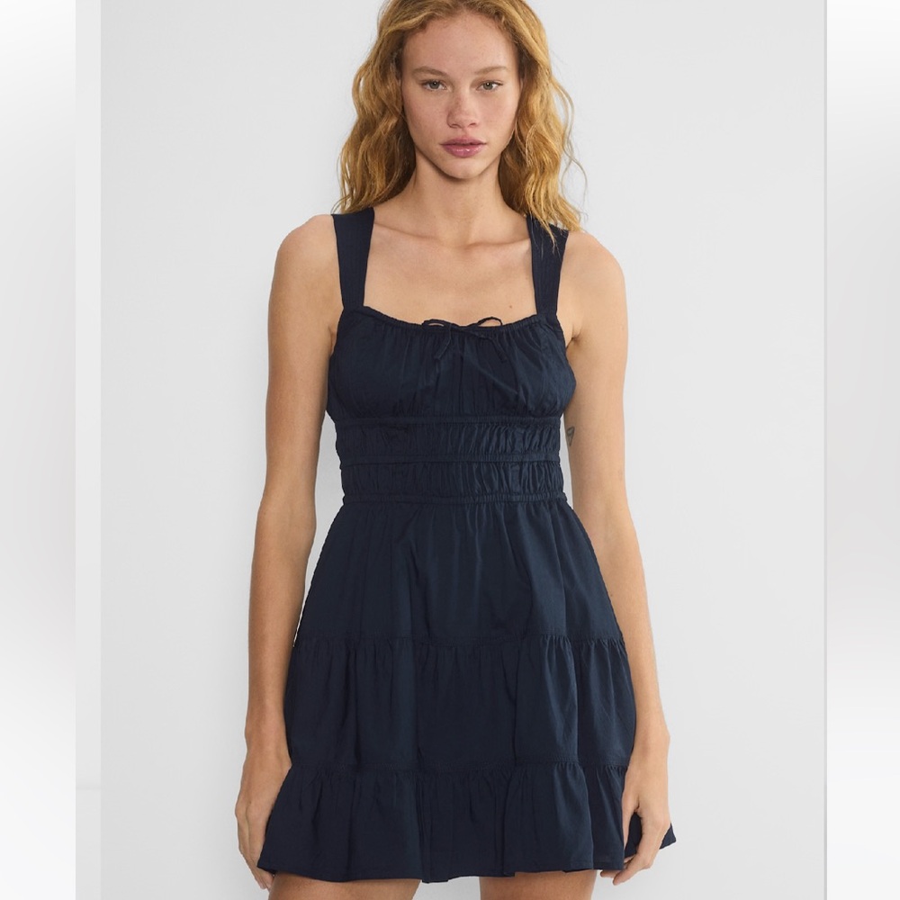 Aritzia Navy Martine Poplin Dress